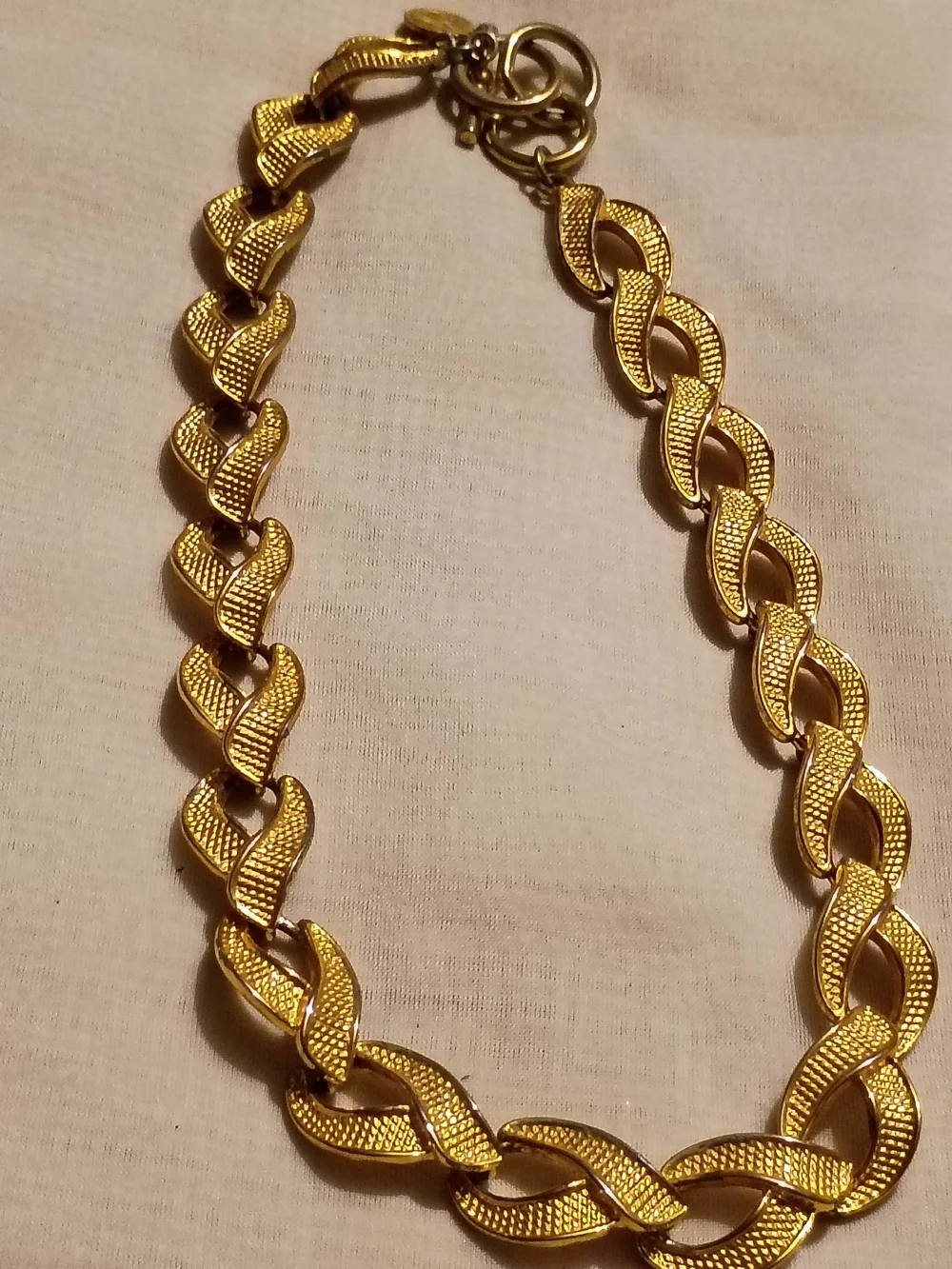 Vintage Ann Klein Gold-Tone Textured Link Necklace - Women Jewelry